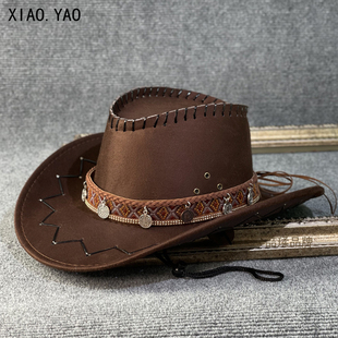 大沿藏族爵士帽女春夏秋户外登山旅游遮阳帽拍照西部牛仔帽子男款