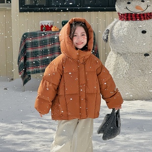 2025冬季新款韩版宽松儿童羽绒服男女宝宝短款加厚保暖面包服外套