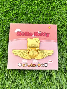长荣航空hello kitty镀金飞行胸针徽章原装凯蒂猫周边纪念礼物品