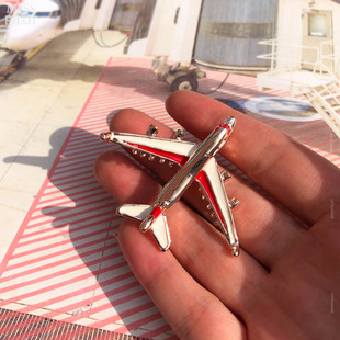 玫瑰金立体金属飞机胸针箱包徽章吧唧红蓝空姐乘务员机组航空礼品