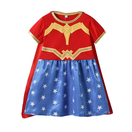 六一Wonder Woman英雄联盟短袖女童表演服万圣节神奇扮演女侠裙装
