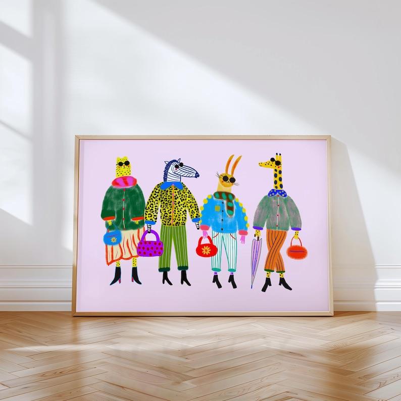 长颈鹿树懒鳄鱼动物园儿童房幼儿园卡通装饰画有框挂画墙壁兔子