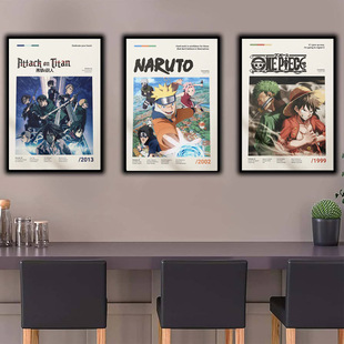 装饰画动漫二次元海报一拳超人进击的巨人火影海贼王你的名字死神