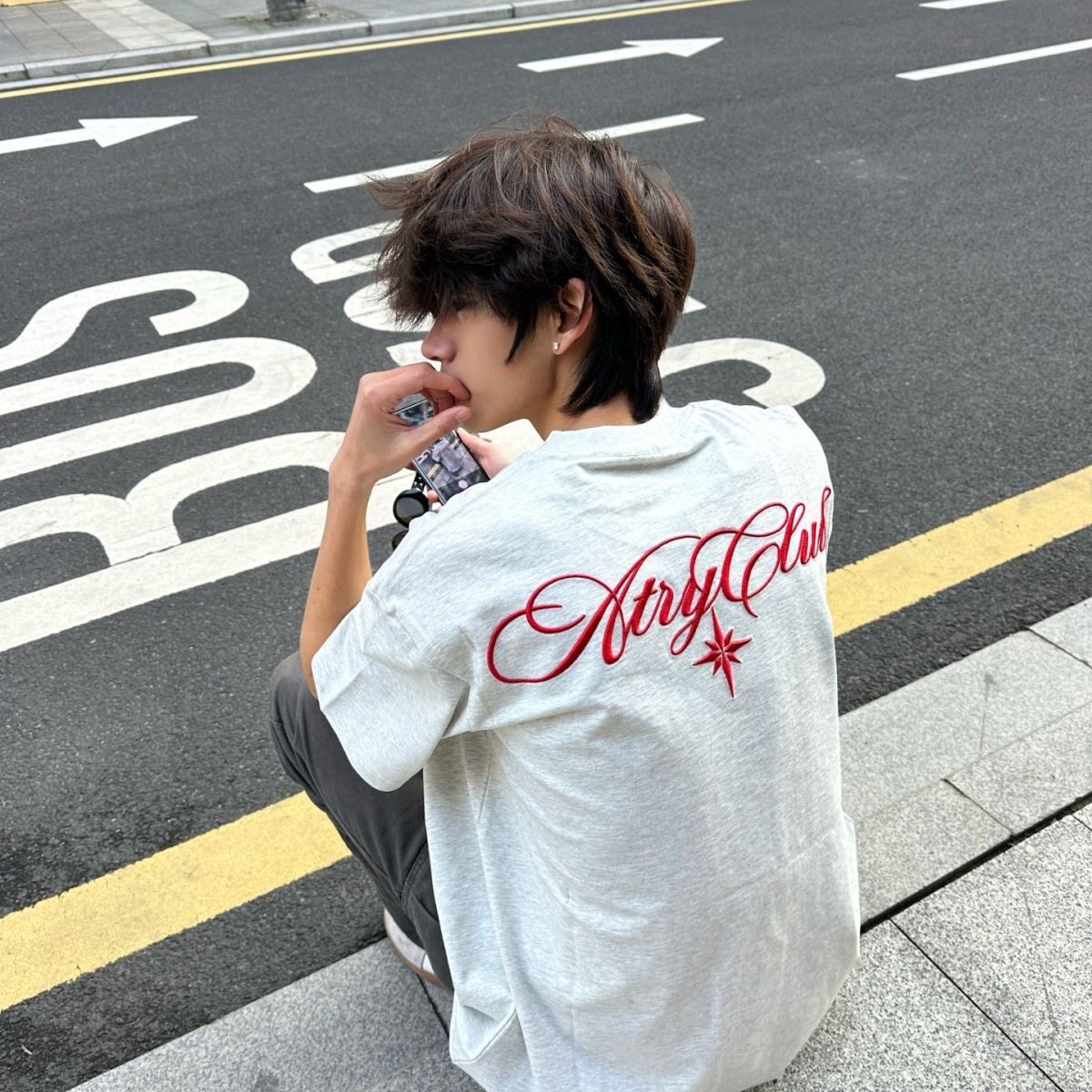 北极星刺绣白色纯棉短袖T恤男女夏季新款美式高街情侣装小众上衣