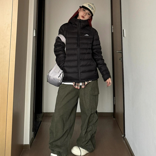 排骨羽绒棉服女短款轻薄2025年新款加厚休闲情侣连帽秋冬棉衣外套