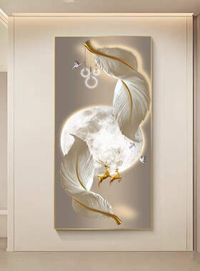 现代简约轻奢风格家居装饰画立体感羽毛入户玄关走廊过道挂画