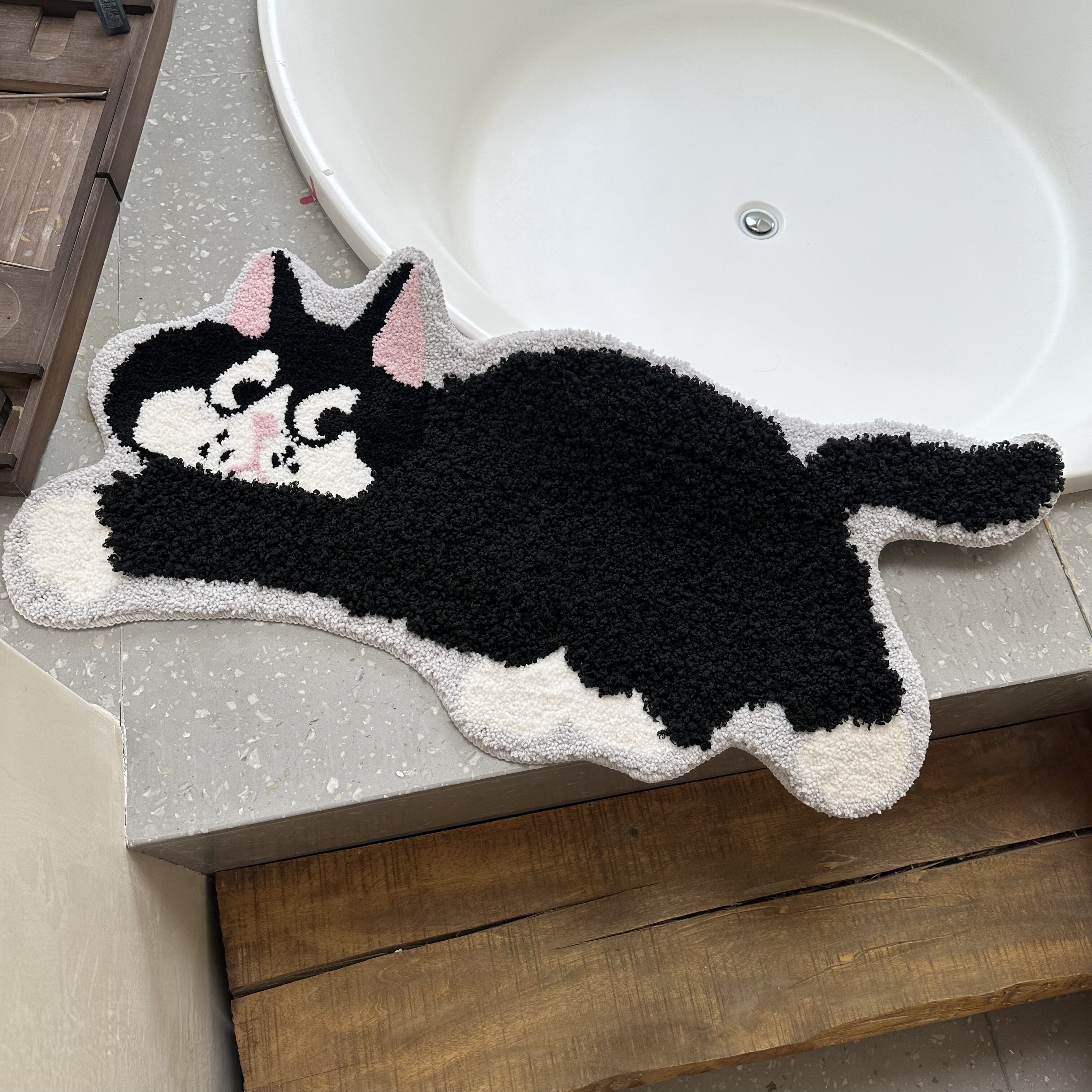 卷毛猫咪卧室床边毯卫生间吸水防滑脚垫卡通奶牛猫地毯儿童房优选
