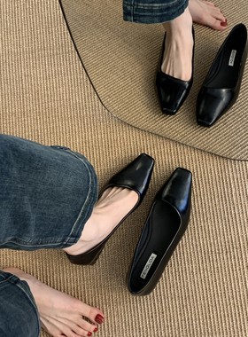 黑色浅口单鞋女软皮工作鞋