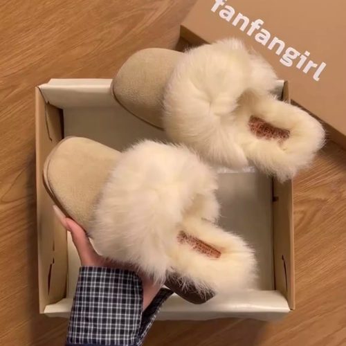 2025冬季女加绒保暖包头棉拖