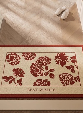 德国FZY家用入户门地垫丝圈防滑耐脏脚垫红色喜庆免打理除尘垫子