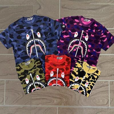 衫鲨鱼印花BAPE半袖短袖潮牌圆领