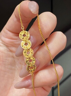 铜碎碎金钱多多项链中式简项链