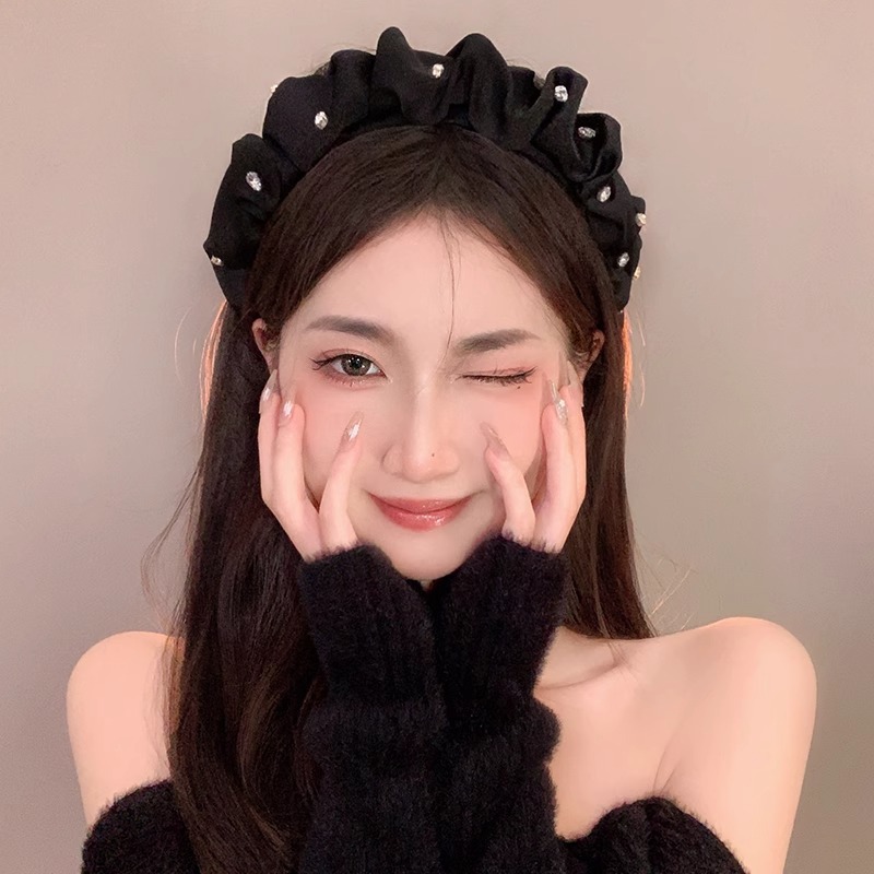赵LU思同款发箍女早秋高颅顶复古法式网红2024年新款黑色头箍