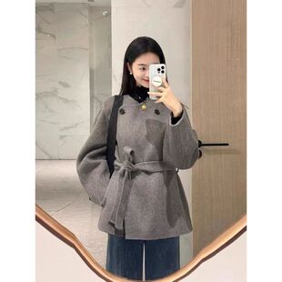 小个子毛呢外套女短款2025年冬季新款系带韩版呢子大衣超好看妮子