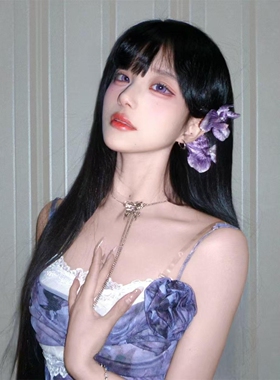 原版做法 轻熟风紫色连衣裙女夏季新款收腰包臀吊带裙蕾丝长裙子