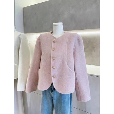 短款双面羊绒女士大衣2025秋冬新款韩系小香风小个子羊毛呢外套女