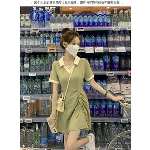 polo领连衣裙女夏装2026新款法式高级感小个子收腰显瘦通勤小黑裙