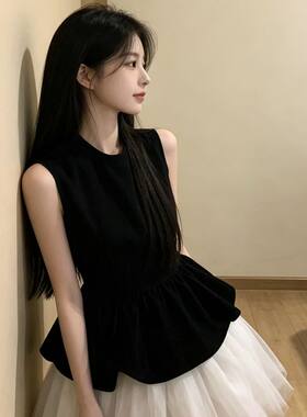 2026新款秋冬季丝绒拼接芭蕾裙公主风网纱无袖背心连衣裙蓬蓬裙女