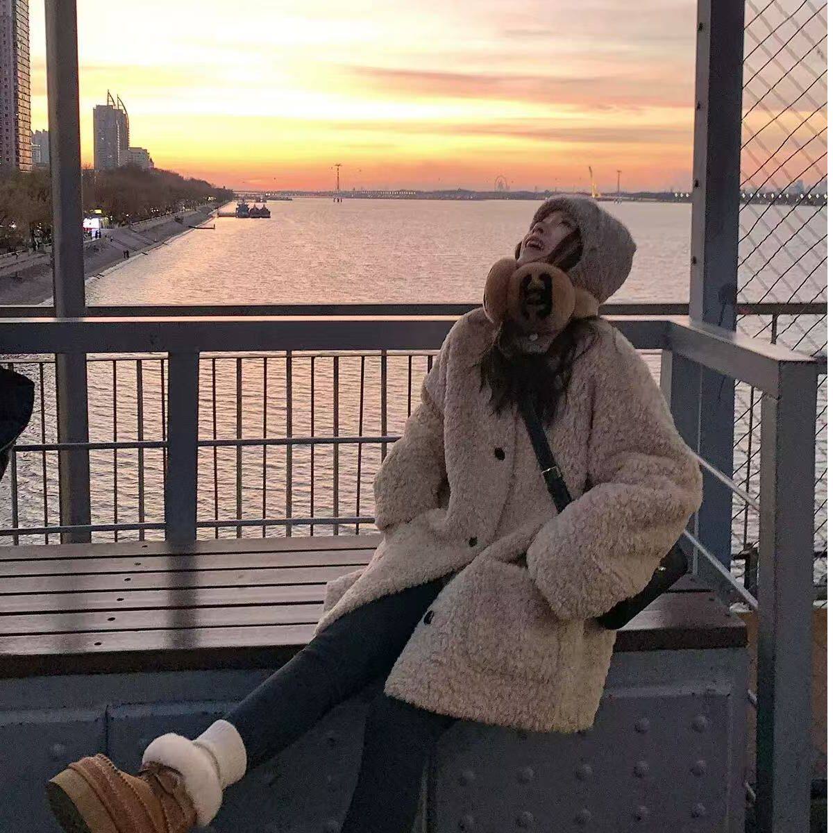 7564#实价法式减龄撞色韩系小香风羊羔毛皮草外套女