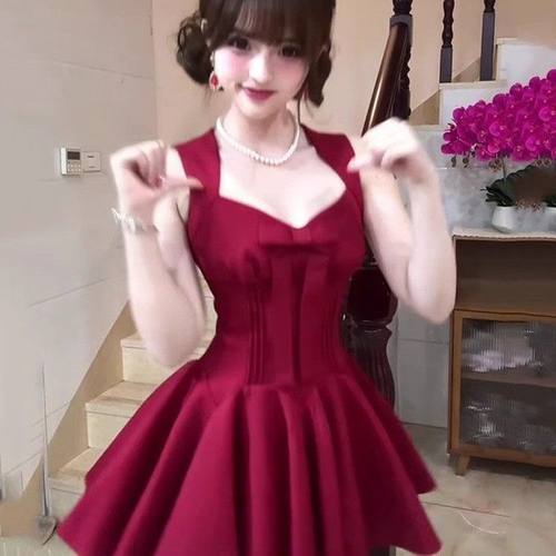 蝴蝶结新款连衣裙玫瑰人生夏季高级法式千金收腰显瘦生日公主短裙