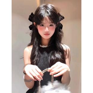 小香风黑色背心挂脖连衣裙女夏小个子气质收腰显瘦生日蛋糕裙 法式