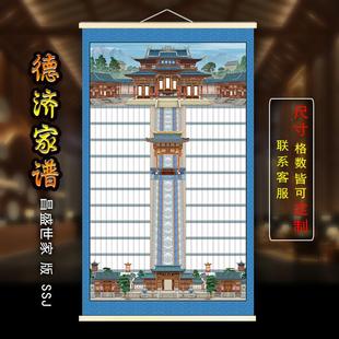 家谱图挂画轴子挂画家谱世系图宗谱画祖德家堂轴子宗谱族谱祖先堂