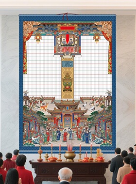 家谱挂画老式家堂轴子族谱宗谱