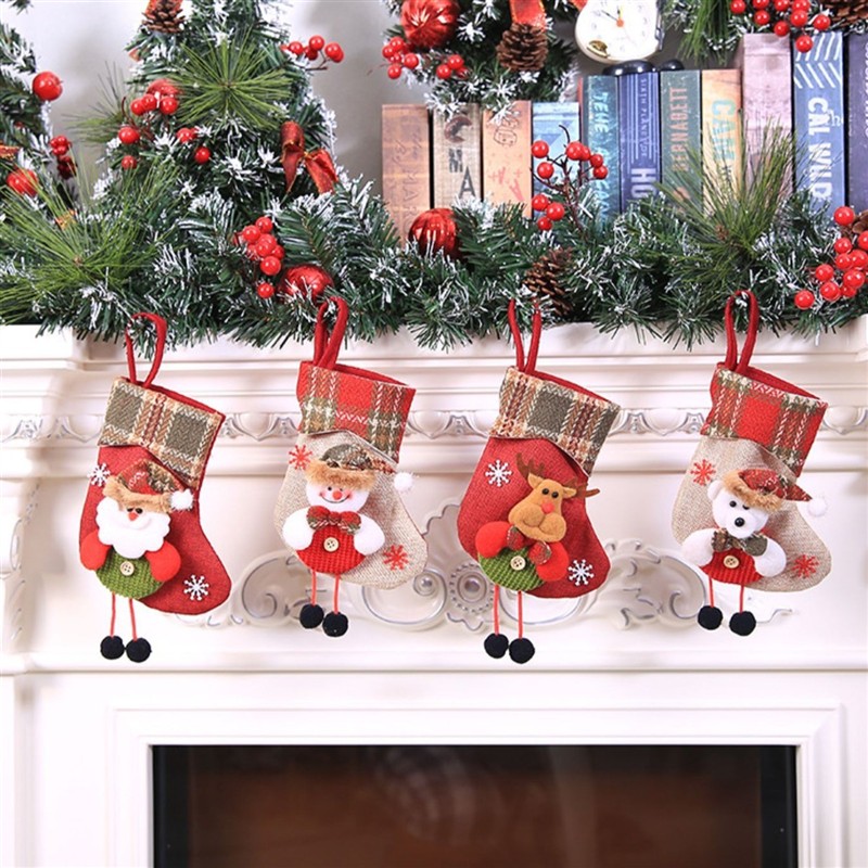 冬天挂件立体袜圣诞节装饰礼物袋苹果袋糖果袋装礼物的圣诞袜室内