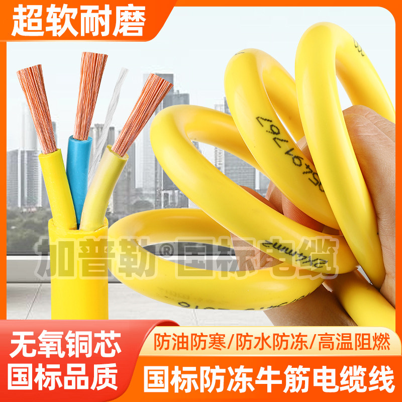 RVV牛筋线国标无氧铜电缆2/3芯1/2.5/6平方充电桩防冻纯铜电线