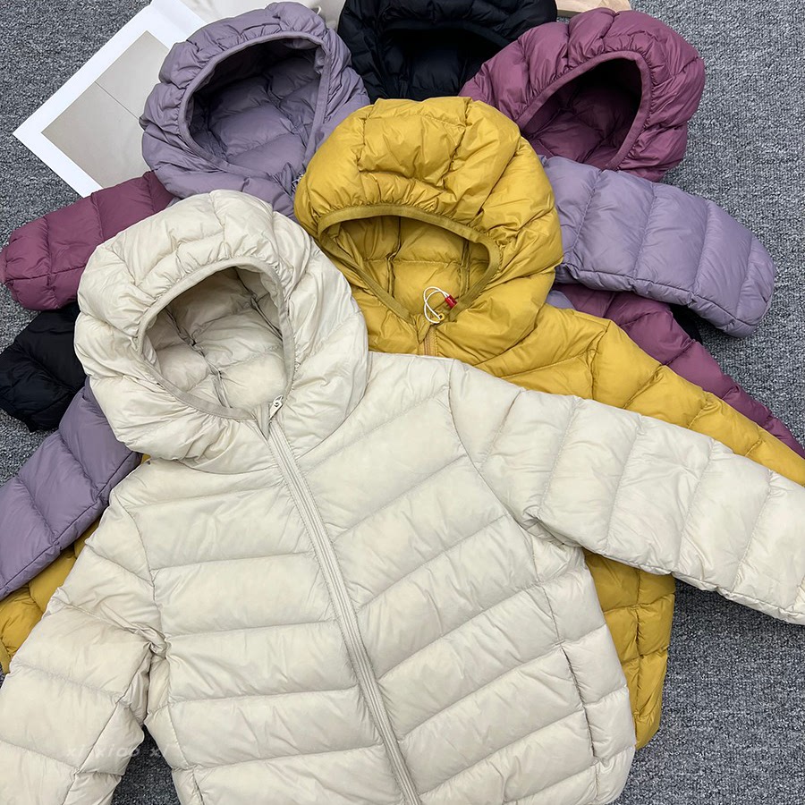 2025新款儿童羽绒服男女童糖果色轻薄连帽简约保暖短款外套