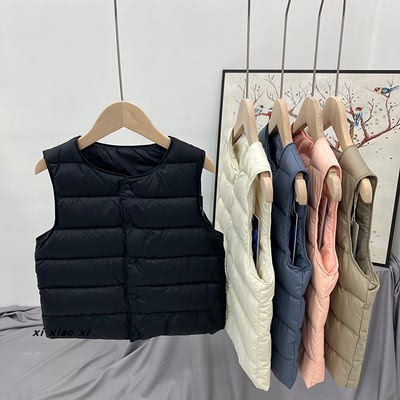 儿童羽绒服纯色圆领内胆马甲保暖男女童内搭校服神器