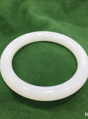 【和田玉】新疆天然和田玉白玉手镯羊脂白玉胖圆条手镯粗圆条女士