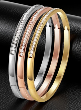 钛钢手镯女生高级感满天星镶钻精致大方ins风小众不掉色满钻设