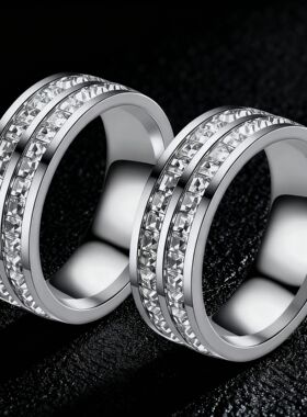 钛钢戒指女款满天星镶钻小众设计不锈钢指环时尚饰品手饰不掉色