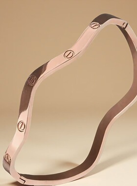 钛钢不掉色欧美经典女款高级感卡扣时尚波浪形不锈钢镶钻手镯