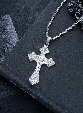 欧美十字架项链吊坠个性百搭毛衣链女配饰古银项链首饰品