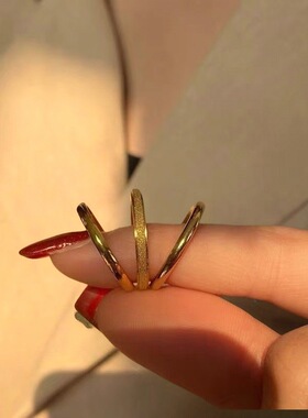 不锈钢钛钢戒指女法式不掉色ins风小众高级轻奢三生三世素圈