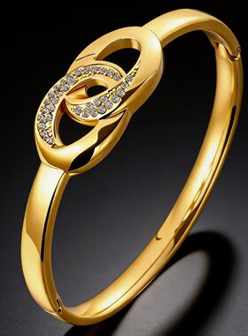 新品爱心铸造不锈钢手镯轻奢时尚简约百搭不掉色女生手环