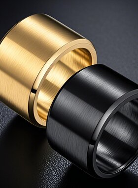 钛钢戒指男款潮男不掉色小众ins嘻哈个性拉丝哑面板指不锈钢饰品