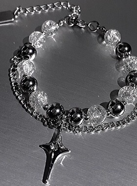 直销冰裂珠拼接双层手链男小众设计男潮情侣星芒串珠手饰饰品