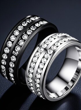 戒指女设计感小众ins不掉色轻奢百搭镶钻不锈钢饰品钛钢手饰