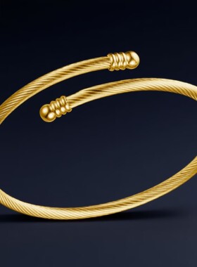 热卖女式不锈钢时尚简约不掉色钢丝绳圆形手环手镯礼品