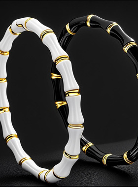 新款白色滴胶竹节手镯简约钛钢男女时尚高级感配饰节节高升设计