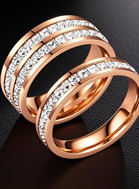 不锈钢钛钢戒指女不掉色轻奢小众设计满天星ins风高级感素圈潮