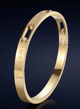 不锈钢欧美时尚罗马手镯INS风钛钢不掉色高级感女款罗马数字手