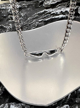 墨镜钛钢项链直销简约潮锁骨链个性轻奢中性风高级感小众饰品