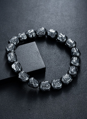 佛头手串男热卖黑胆石磁石保健磁性串珠手链女高级感百搭饰品