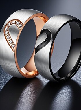 不锈钢戒指不掉色小众设计ins风不掉色情侣对戒一对镶钻钛钢指环