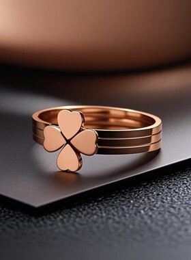轻奢网红同款玫瑰金色爱心草戒指三合一可拆分指环送闺蜜礼物