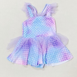 5岁中小童泳装 泳衣温泉游泳4 女童连体吊带防晒公主裙式 666折扣